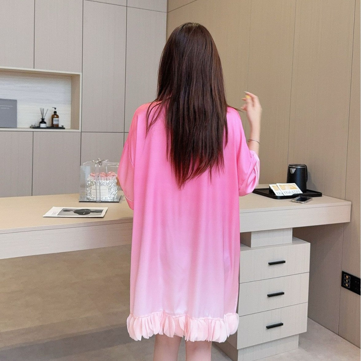 Hotzzz Blushing Ombré Satin Nightshirt