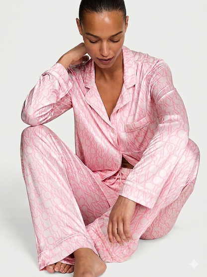 Glazed Victoria's Secret signature Satin Long Pjamas Set
