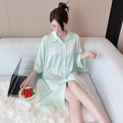 Hotzzz Mint Matcha Satin Nightshirt