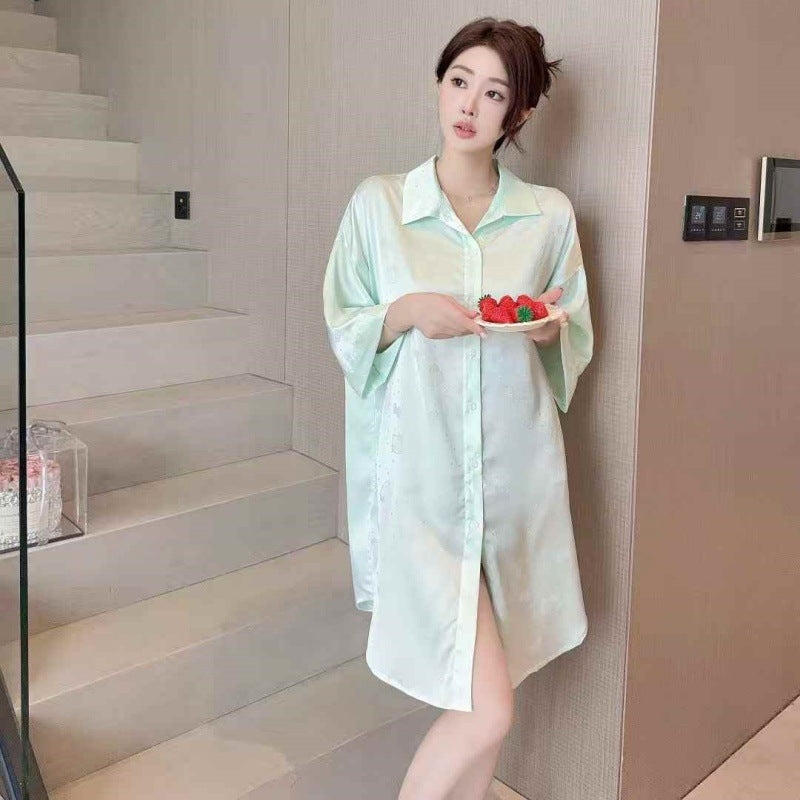 Hotzzz Mint Matcha Satin Nightshirt