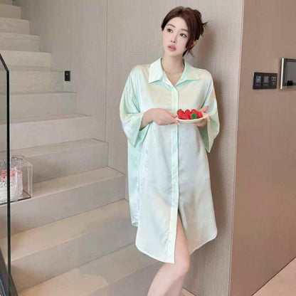 Hotzzz Mint Matcha Satin Nightshirt