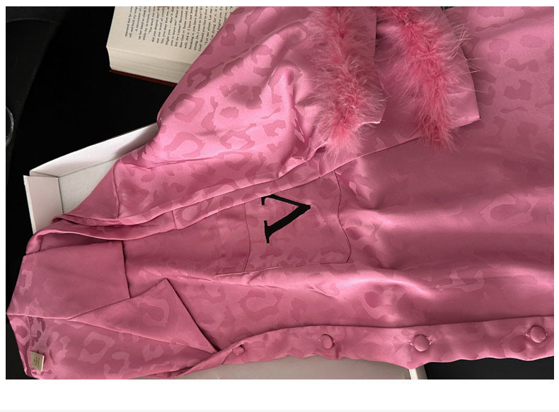 Victoria's Secret Fur-Trimmed Satin Wrap