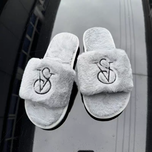 Victoria's Secret Luxe Plush Slippers Grey