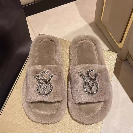 Victoria's Secret Luxe Plush Slippers Brown