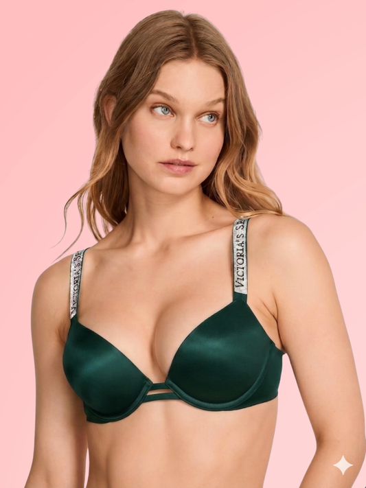 Bombshell NEW Logo Shine Strap  Push-Up Bra + Shine Strap Brazilian Panty