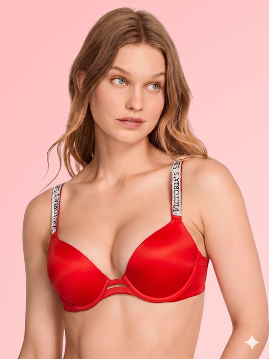Bombshell NEW Logo Shine Strap  Push-Up Bra + Shine Strap Brazilian Panty