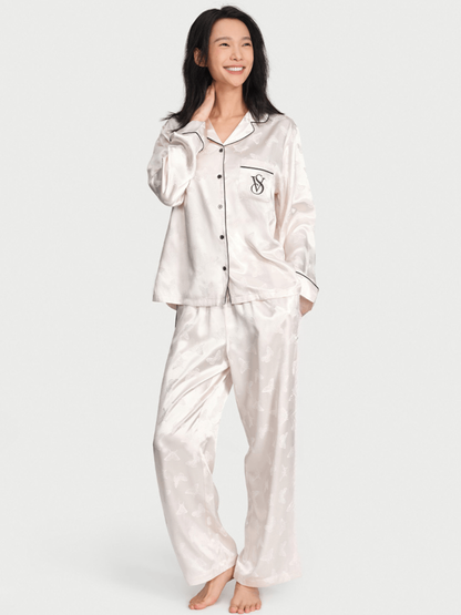 Moonlight satin long-sleeved | long-legged pajama set