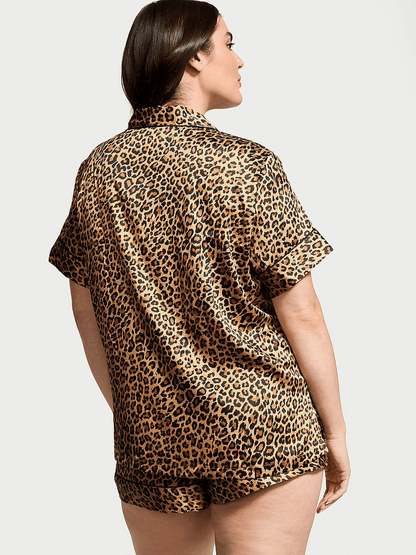 Signature Satin Short Pajama Set Tiger Print